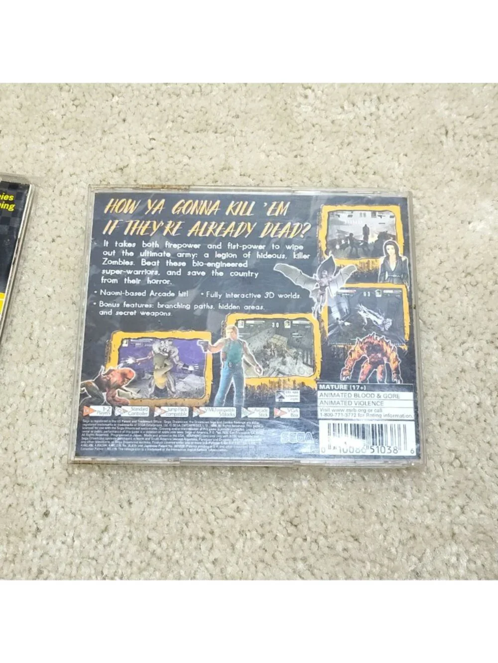 Sega Dreamcast Zombie Revenge Manual & Disc House of the Dead 51038 Tested Works